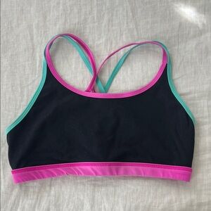 Born Primitive Black Sports Bra with Pink and Teal Accents